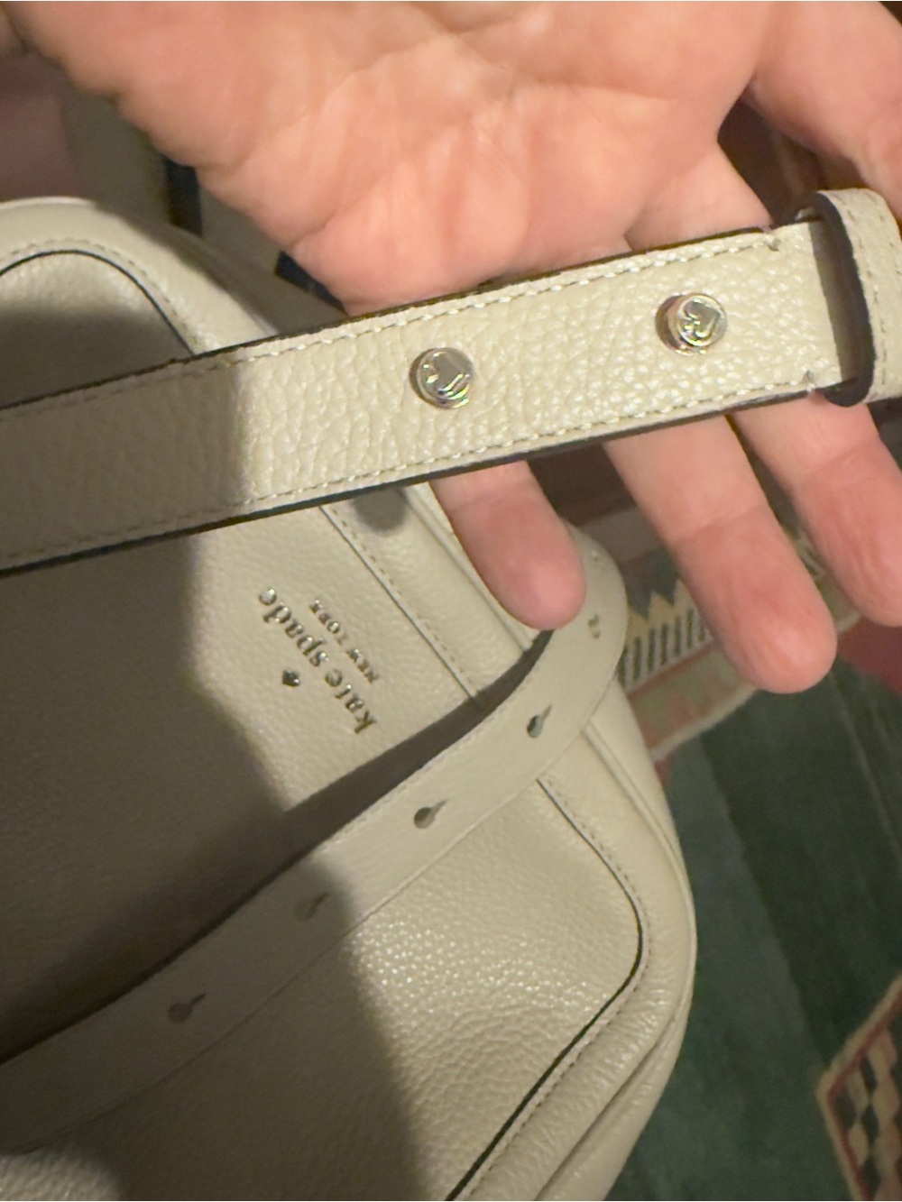 Kate Spade Cream Pebbled Leather Shoulder Bag Detachable Strap - Picture 6 of 8